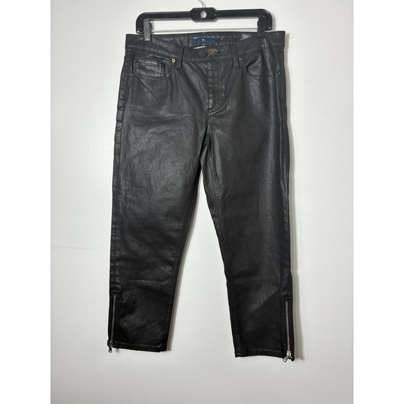 Marc Jacobs Pants - marc by marc jacobs Faux Leather Pants Sz 30 Black Straight Leg Zip Ankle Crop